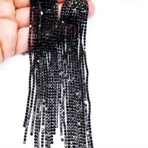 NWT Black Crystals long links Post Earrings.